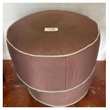 2 Brown Fabric-Covered Inflatable Round Ottomans