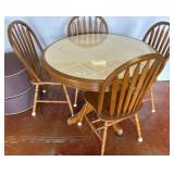 Tile-Top Round Table with 4 Windsor-Style Chairs