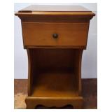 Wooden Nightstand with Drawer and Open Shelf