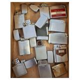 Box Lot of Metal Lighters Featuring Various Brands