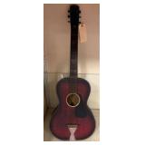 Vintage Acoustic Guitar with Red Finish
