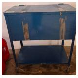 Blue Metal Rolling Storage Cabinet With Lid