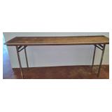 Wood and Metal Folding Table, 72x18