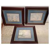 Three Framed Watercolor Prints