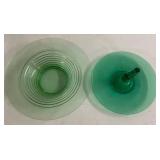 Green Glass Plates and Bowl Set