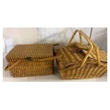 Two Wicker Picnic Baskets with Handles