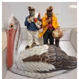 Nautical Figurines with Pelican Sculpture