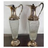 Italian Silver and Cut Glass Ewers