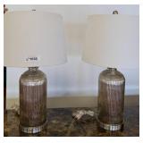27" Ribbed Glass Table Lamps with Shades