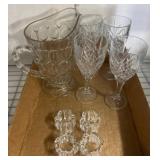 Crystal Pitcher, Glasses, and Napkin Rings Set