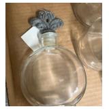 Glass Bottles with Metal Fleur-de-Lis Stoppers