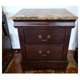 Wood Nightstand with Marble Top look and 3 Drawers