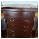 Wooden Chest with Faux Marble Top, 6 Drawers