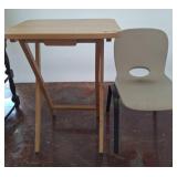 Folding Wooden Table and Plastic Chair Set