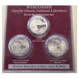 2018 Wisconsin Quarter 3-Coin Set in Display