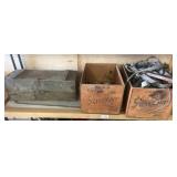 Wooden Boxes and Vintage Storage Chest with Conten