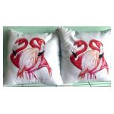 Two Flamingo-Themed Decorative Pillows