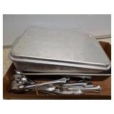 Aluminum Bakeware and Mixed Flatware Lot