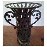 Black Metal Urn with Openwork Design