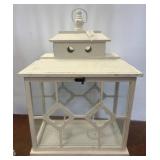 White Wooden Lantern with Glass Panels