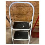 White Two-Step Folding Ladder with Grip Treads