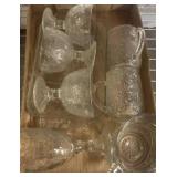 Pressed Glass Dishware Set with Floral Motifs
