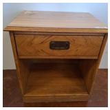 Wood Nightstand with Single Drawer and Open Shelf
