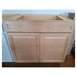 Light Wood Base Cabinet with Drawer and Shelving