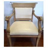 Wood Armchair With Dolphin Head Armrests