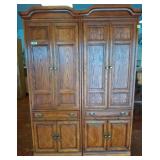 Two-Door Oak Wardrobe Cabinet With Drawers