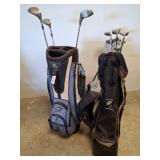 Two Golf Bags With Assorted Golf Clubs
