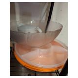 Plastic and Glass Serving Bowl Set with Pitcher