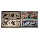 Four Vintage License Plates, USA