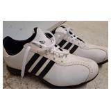 Adidas White Athletic Shoes with Black Stripes