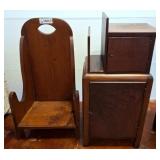 Small Wood Hall Chair and Compact Cabinets