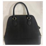 Black Faux Leather Structured Handbag