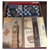 Lot with Travel Game Sets and Memory Box