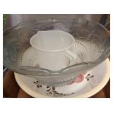 Glass Bowl, Royal China Plate, and Pest Repellers