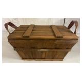 Harry & David Wood Basket with Leather Handles