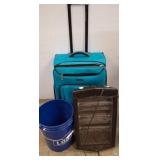 Turquoise Suitcase, Blue Bucket, Heater Lot