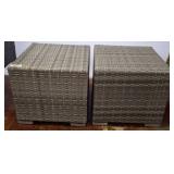Square Woven Resin Patio Ottomans