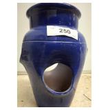 Blue Glazed Terracotta Planter with Cutouts