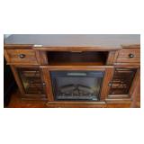 Wood Media Console with Electric Fireplace Insert