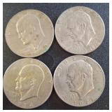 Four Eisenhower Dollar Coins