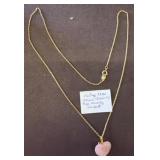Gold-Tone Chain Necklace with Rose Quartz Pendant
