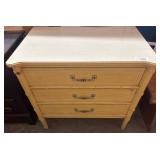 Three-Drawer Wood Dresser With Cream Veneer Top