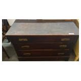 Wooden Three-Drawer Chest with Brass Hardware