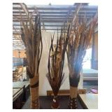 Three Woven Decorative Floor Vases, 57"