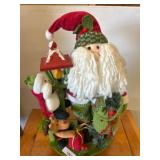 Holiday Santa Figurine with Lantern and Reindeer