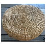 Round Woven Straw Basket with Flat Base